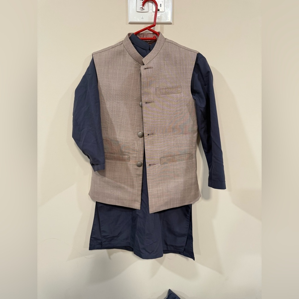 Indian Pakistani boys 3 pieces  kurta shalwar with waistcoat